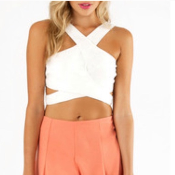 Tobi Tops - TOBI White Cropped Top